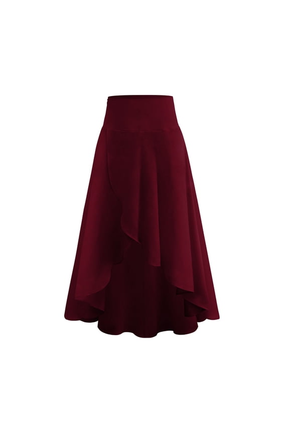 Women's Elegant Ruffled Drop Waist Skirt Casual Flowy Asymmetric Hem Fashionable Comfortable Stretchy Lightweight Versatile Stylish Trendy Feminine