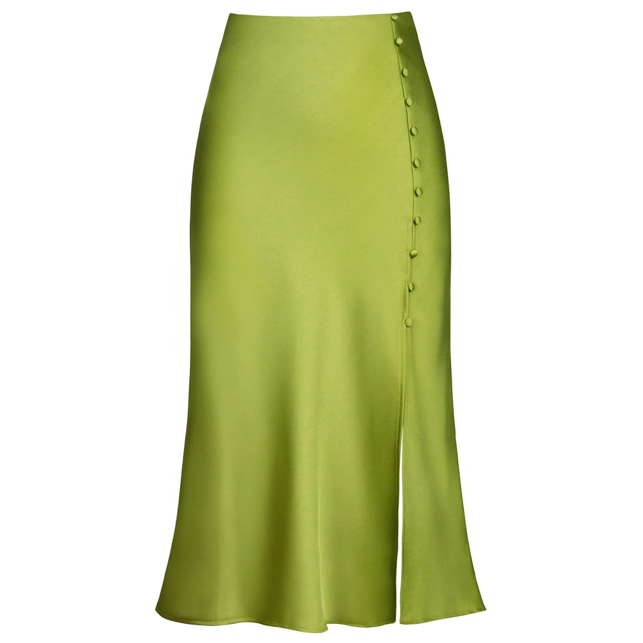 Elegant High Waist Satin Midi Skirt