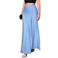 thumbnail image 1 of Women's Elegant Satin Skirt Long Silk High Waist Flared Cocktail Party Wedding Office Fishtail Maxi Skirts Sky Blue XS, 1 of 3