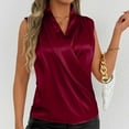 thumbnail image 1 of Women's Elegant Satin Wrap V Neck Sleeveless Tank Blouse Tee Top Elegant Tank Tops Casual Soft Comfy Shirts, 1 of 7