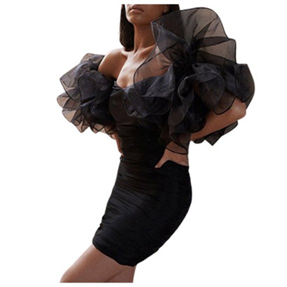 Women's Elegant Sexy Bodycon Party Dress Pleated Elastic Mini Formal Evening Gown