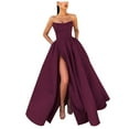 thumbnail image 1 of Women's Elegant Sexy Strapless Long Evening Gown with High Slit and Zippered Chest Pad for Formal Occasions, 1 of 2