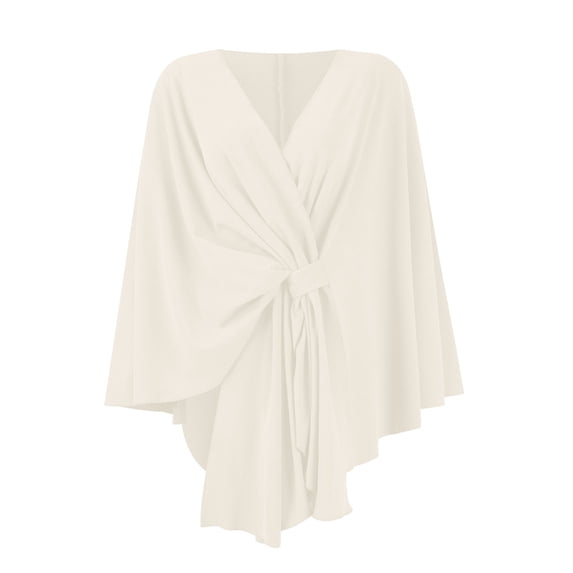 Women's Elegant Shawl Wraps Soft Open Front Poncho Sweater for Spring Fall Winter White