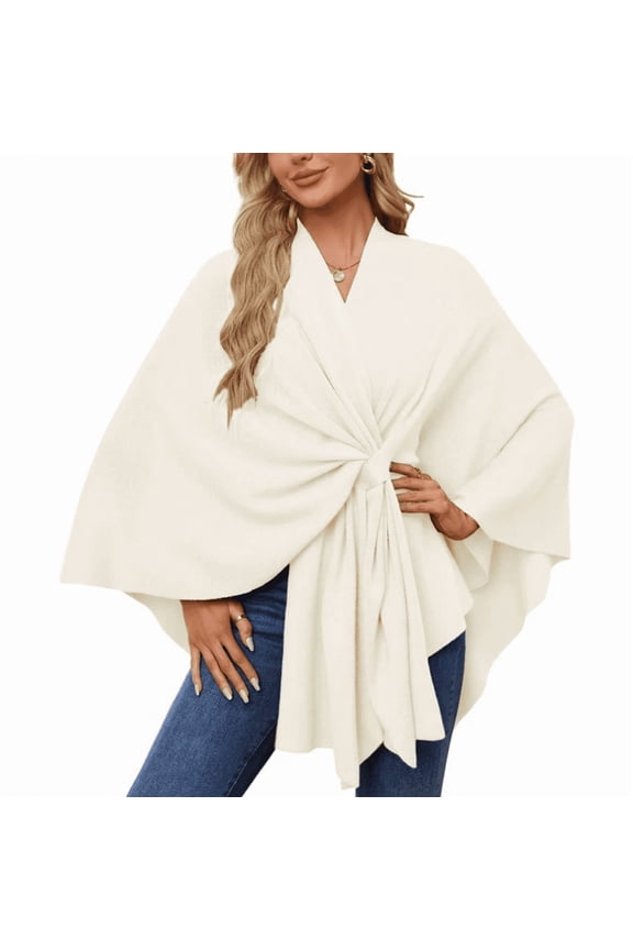 Women's Elegant Shawl Wraps Soft Open Front Poncho Sweater for Spring Fall Winter