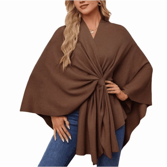 Women's Elegant Shawl Wraps Soft Open Front Poncho Sweater for Spring Fall Winter