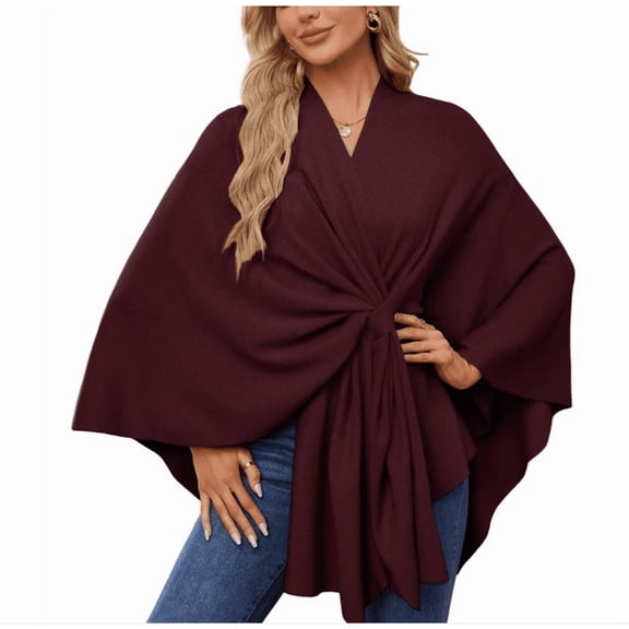 Women's Elegant Shawl Wraps Soft Open Front Poncho Sweater for Spring Fall Winter
