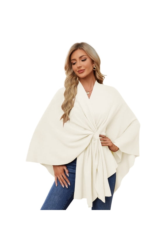 Women's Elegant Shawl Wraps Soft Open Front Poncho Sweater for Spring Fall Winter