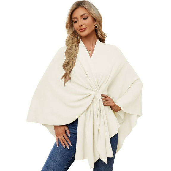 Women's Elegant Shawl Wraps Soft Open Front Poncho Sweater for Spring Fall Winter