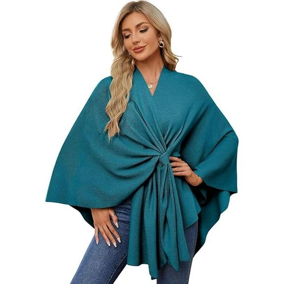 Women's Elegant Shawl Wraps Soft Open Front Poncho Sweater for Spring Fall Winter