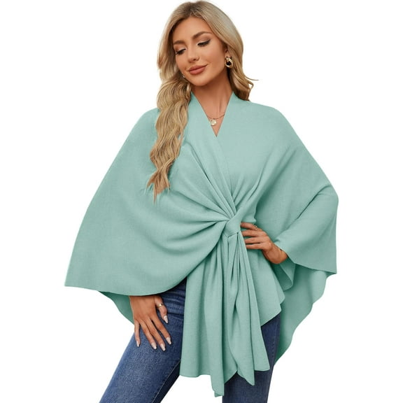 Women's Elegant Shawl Wraps Soft Open Front Poncho Sweater for Spring Fall Winter