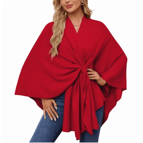 Women's Elegant Shawl Wraps Soft Open Front Poncho Sweater for Spring Fall Winter