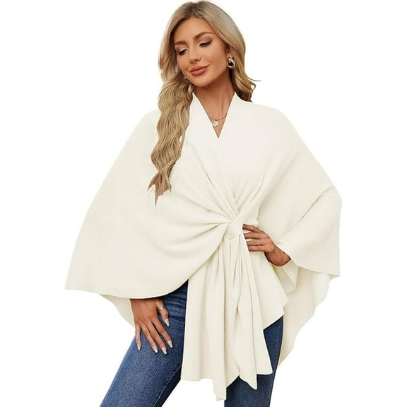 Women's Elegant Shawl Wraps Soft Open Front Poncho Sweater for Spring Fall Winter