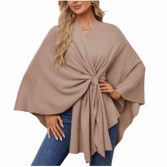 Women's Elegant Shawl Wraps Soft Open Front Poncho Sweater for Spring Fall Winter