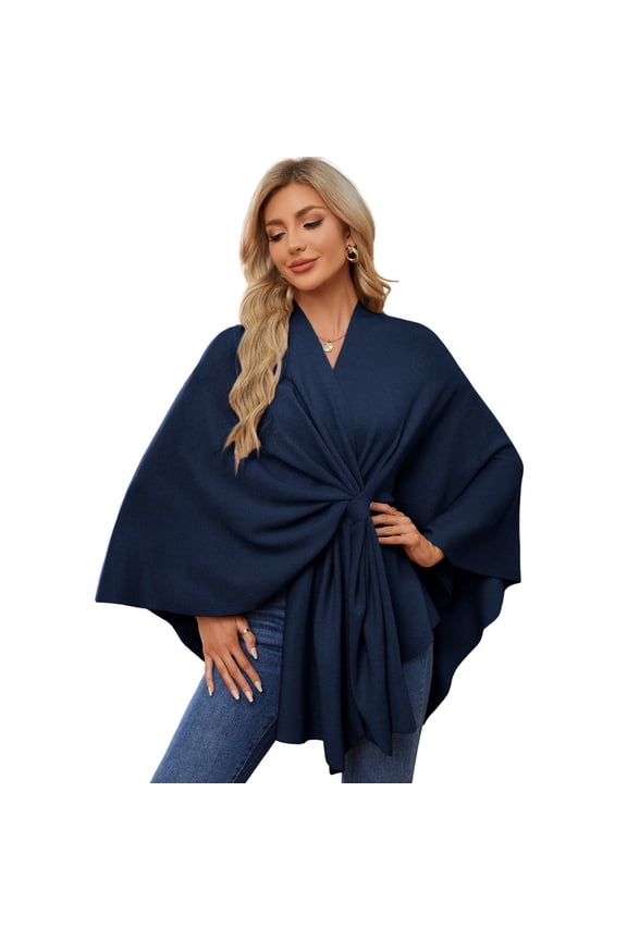 Women's Elegant Shawl Wraps Soft Open Front Poncho Sweater for Spring Fall Winter