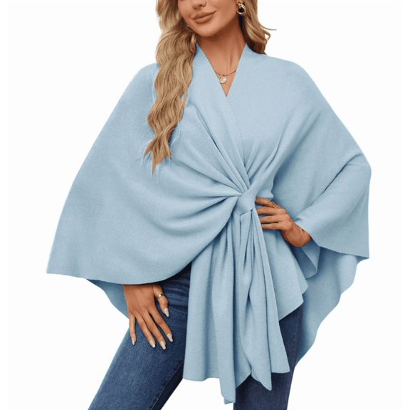 Women's Elegant Shawl Wraps Soft Open Front Poncho Sweater for Spring Fall Winter