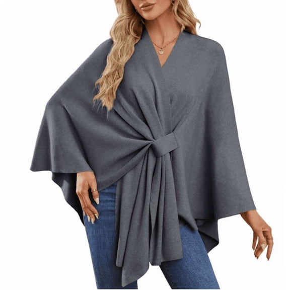 Women's Elegant Shawl Wraps Soft Open Front Poncho Sweater for Spring Fall Winter