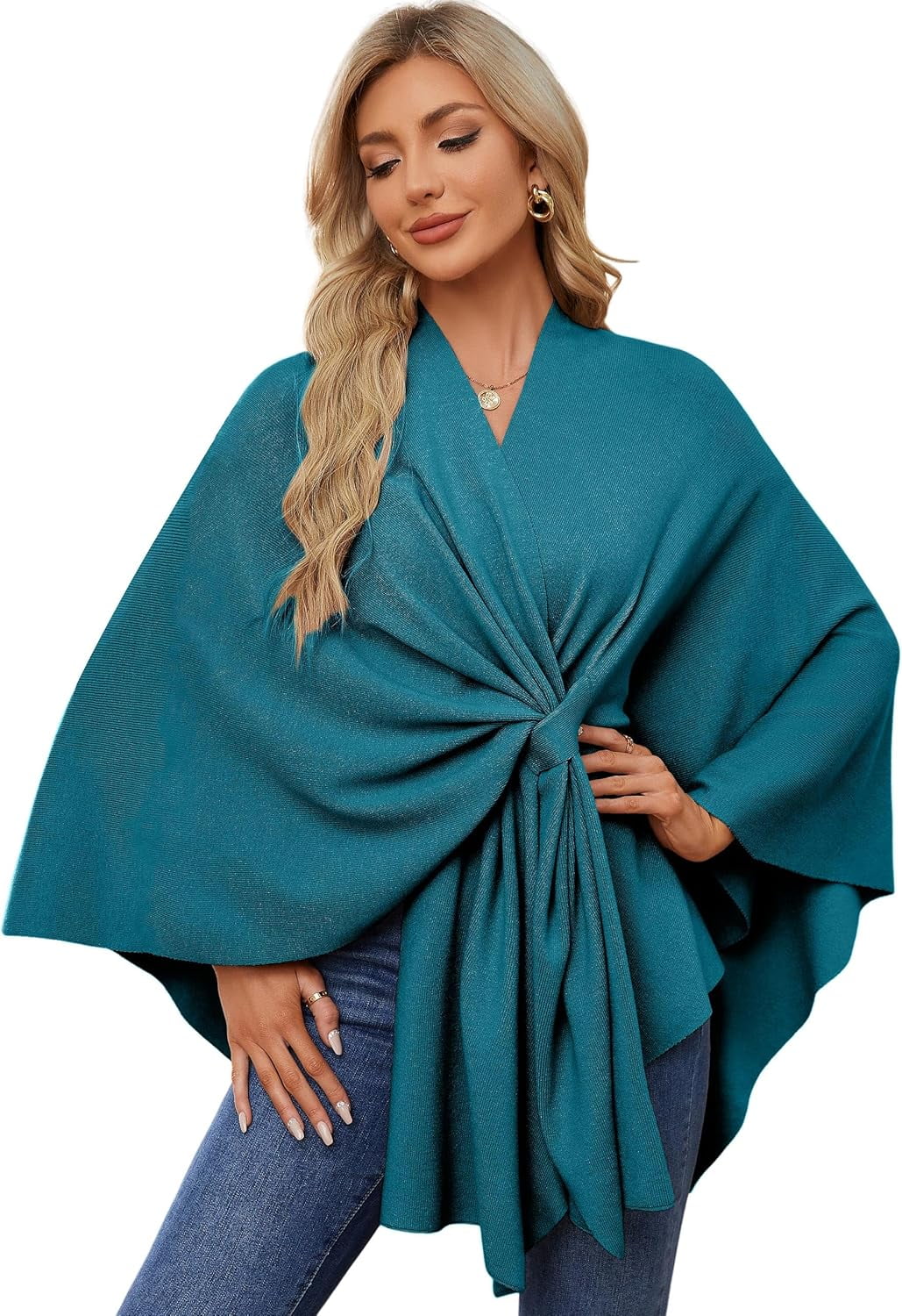Women s Elegant Shawl Wraps Soft Open Front Poncho Sweater for Spring Fall Winter Walmart