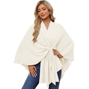 PULI Women's Shawl Wrap Poncho Sweater, Open Front Cardigan Wrap for Wedding, Travel, Evening Dress and Office Wear