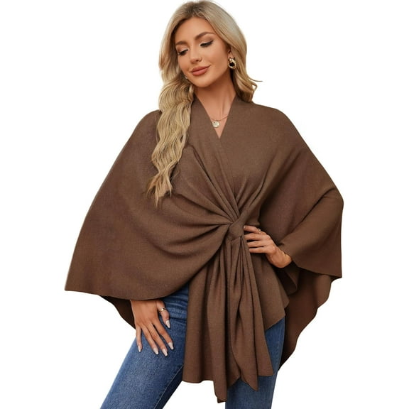 Women's Elegant Shawl Wraps Soft Open Front Poncho Sweater for Spring Fall Winter