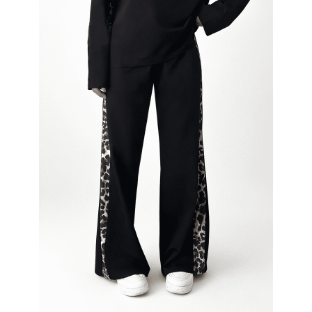 Women's Elegant Side Stripe  Leopard Print Casual Trousers