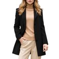 thumbnail image 1 of Women's Elegant Single-Breasted Wool Coat - Mid-Length Solid Color Long-Sleeved Winter Outerwear, Black, L, 1 of 5