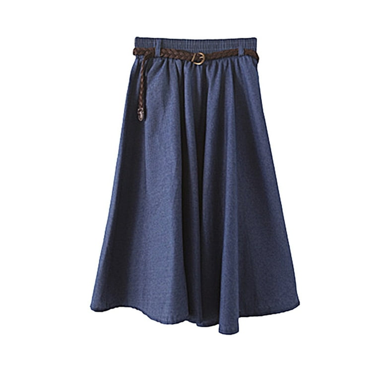 Women's Elegant Skirt Summer Fashion Lace High Waist Denim Pleated