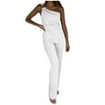 thumbnail image 1 of Women's Elegant Sleeveless Halter High Waist Flare Leg Pants Ladies Solid Summer Loose Long Playsuits Rompers Jumpsuit, 1 of 7