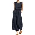 thumbnail image 1 of Women's Elegant Sleeveless Linen Jumpsuits Casual Wide Leg Jumpsuit Pants Romper, 1 of 7