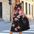 thumbnail image 1 of Women's Elegant Sleeveless Midi A-Line Dress Crew Neck Large Floral Print High Waisted Empire Waist Flare Swing Dress Chic Wedding Guest Cocktail Evening Party Apparel, 1 of 7