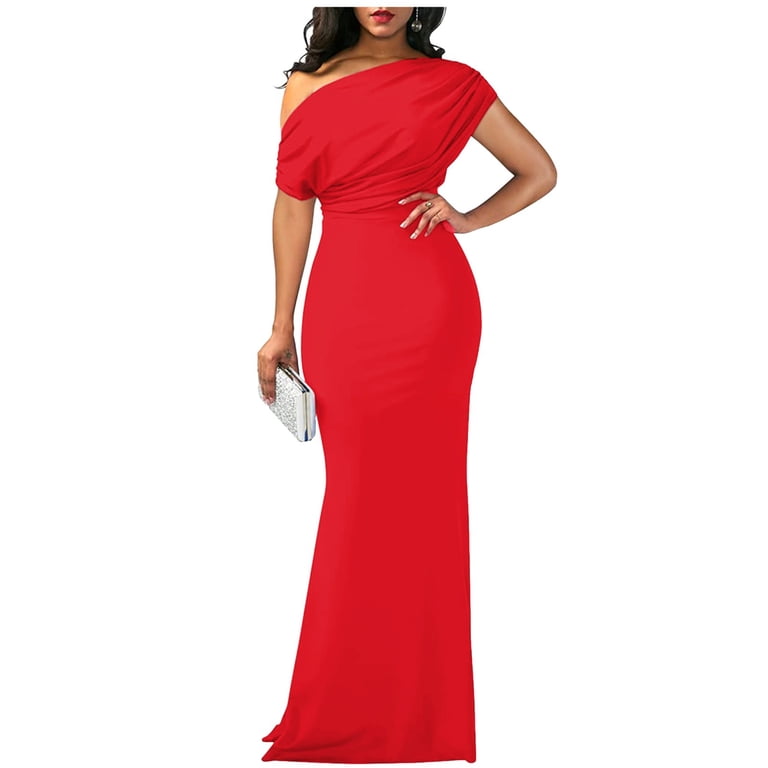 Women's Elegant Sleeveless Off Shoulder Bodycon Long Formal Party Evening  Dress Womens Petite Dresses And Formal Dresses Satin Prom Dress Dress Gown  for Women Womens Gown Dress You Wear to A Wedding -