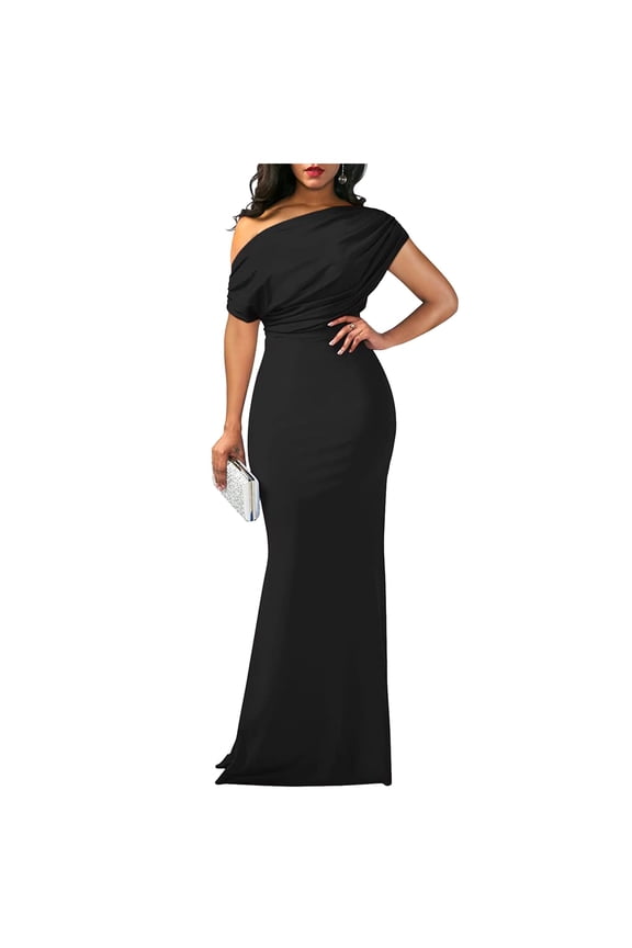 Women's Elegant Sleeveless Off Shoulder Bodycon Long Formal Party Evening Dress Womens Petite Dresses And Formal Dresses Satin Prom Dress Dress Gown for Women Womens Gown Dress You Wear to A Wedding