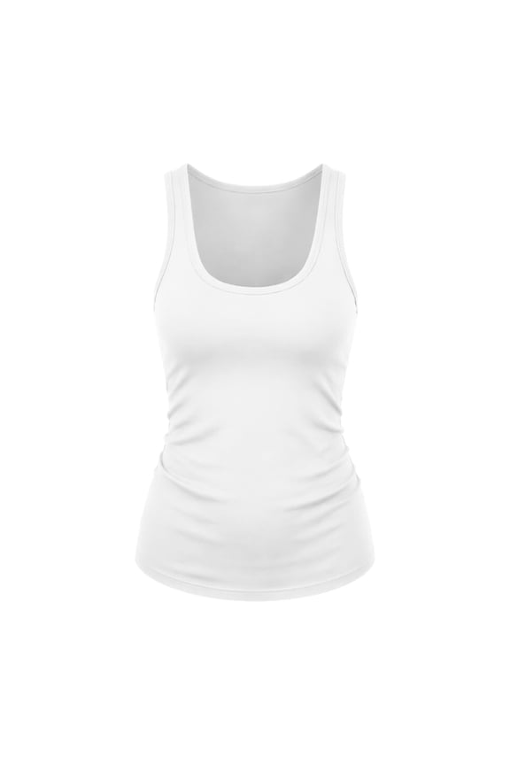 Women's Elegant Sleeveless Square Neckline Summer Flowy Knit Camisole Tank for Layering White XS