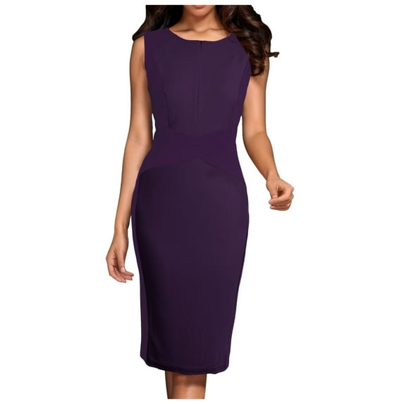 Women's Elegant Slim Fit Front Zipper Work Business Party Bodycon Dress