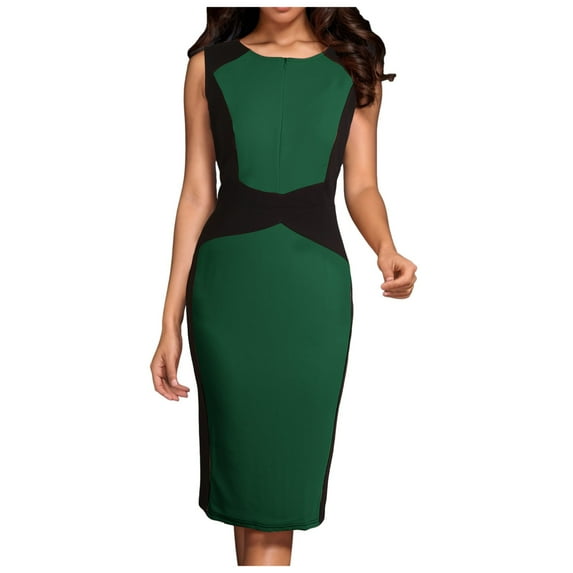 Women's Elegant Slim Fit Front Zipper Work Business Party Bodycon Dress