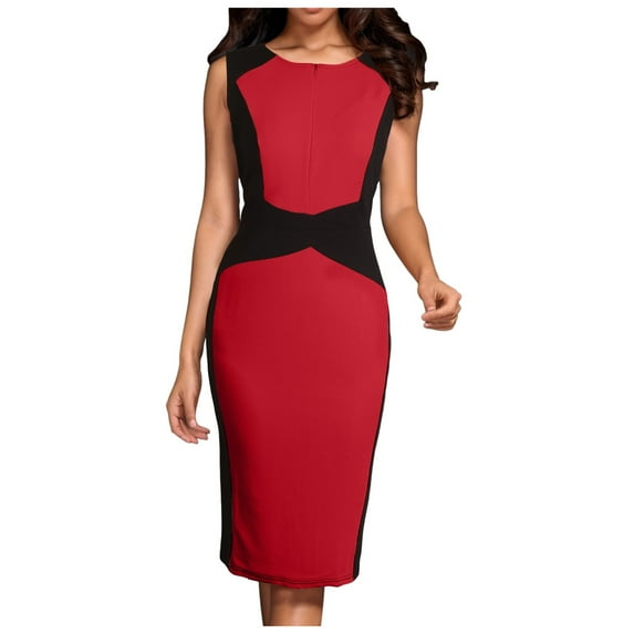 Women's Elegant Slim Fit Front Zipper Work Business Party Bodycon Dress