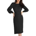 thumbnail image 1 of Women's Elegant Slim Fit V Neck Knit Sweater Dress Long Sleeve Casual Tunic Pullover Soft Comfortable Winter Outfit, 1 of 2