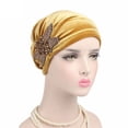 thumbnail image 1 of Women's Elegant Soft Velvet Turban Beanie with Beaded Flower Hat Chemo Cap Liner for Cancer Hair Loss Ladies, 1 of 8