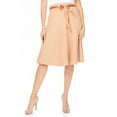 thumbnail image 1 of Women's Elegant Solid A-Line Midi Skirt with High Waist and Satin Tie Belt, 1 of 4