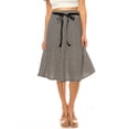 thumbnail image 1 of Women's Elegant Solid A-Line Midi Skirt with High Waist and Satin Tie Belt, 1 of 6