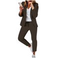thumbnail image 1 of Women's Elegant Solid Color Long Sleeve Cardigan and Straight Leg Pants Suit Set for Wear, 1 of 6