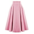 thumbnail image 1 of Women's Elegant Solid Pleated Skirt High Waist Flowy A-Line Midi Skirt Casual Comfortable Stretchy Fashion, 1 of 1