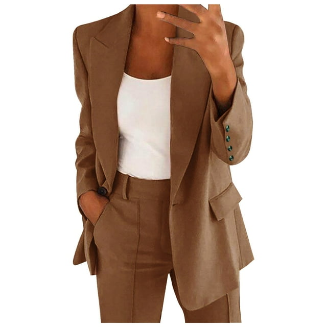 Women's Elegant Sporty Summer Fitted Jacket Suit Jacket Business Oversize Elegant Spring Thin Transition Jacket Jacket Short Women's Blazers & Suit Jackets Coffee XXXXL