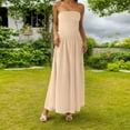 thumbnail image 1 of Women's Elegant Strapless Maxi Dress Summer Casual Boho Flowy Beach Wedding Party Gown With Ruffles And Side Slit High Neck Midi Dress Womens Dresses Summer Womens Work Dresses Business Casual Womens, 1 of 7