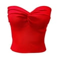 thumbnail image 1 of Women's Elegant Strapless Solid Color Knit Top - Stretchable Tube Bandeau Bra Crop Top for Casual/Party, 1 of 4