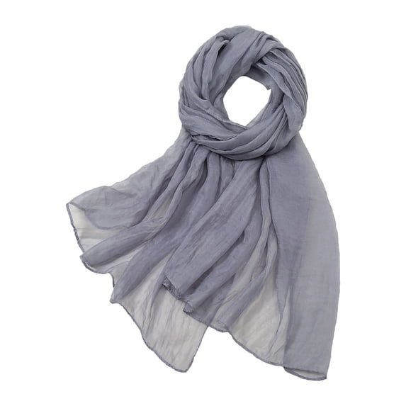 Women's Elegant Summer Chiffon Scarf Lightweight Multicolor Solid Color Thin Silk Feeling Scarf By Yigetop Grey One Size