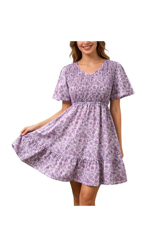 Women's Elegant Summer Strapless Dress - Solid Color Flowy A-Line Casual(Demure High Neck Design)