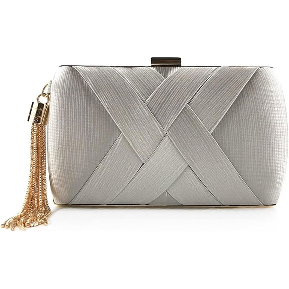 Women's Elegant Tassel Pendant Silk Evening Clutch Bridal Wedding Evening Party Handbags