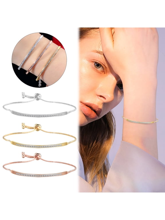 Women’s Elegant Tennis Bracelet Classic Slider Gold Plated Zirconia Jewelry Shiny