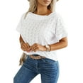 thumbnail image 1 of Women's Elegant White Eyelet Pattern Boat Neck Casual Tee | [ZhiHiMeRi] | (US 12-14)L, 1 of 12