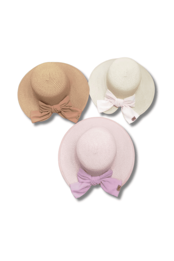 Women's Elegant Wide Brim Sun Hat with Oversized Fabric Bow